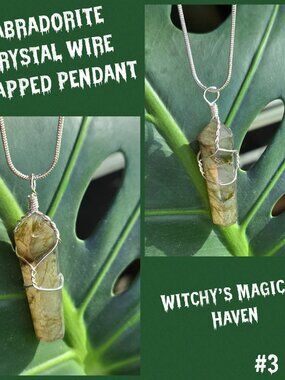 Labradorite Gemstone Wire Wrapped Point Pendant